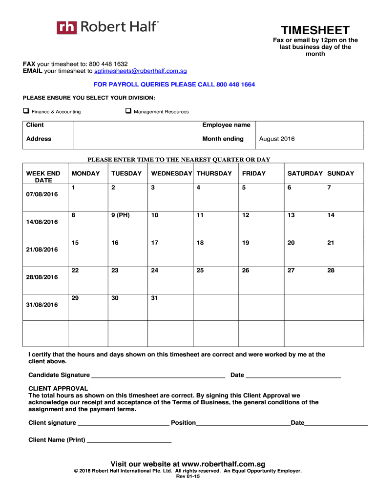 Robert Half Login Timesheet