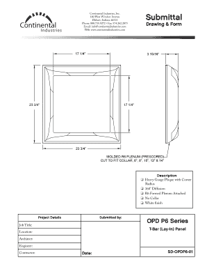 Continental Industries OPD P6 Series TBar (LayIn) Panel Submittal Drawing &amp;amp
