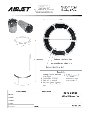 625 8 Stainless Steel Inner Liner 1, 2, 3, or 4 feet Aluminized Intermediate Liner Stainless Steel Outer Shell Description q For wood stoves and other solid fuel appliances q UL Listed 103 HT (2100) q Triplewall