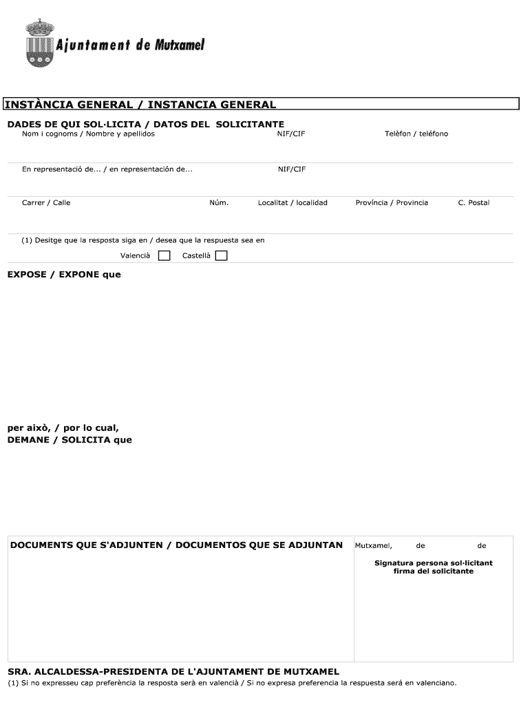 INSTNCIA GENERAL INSTANCIA GENERAL h DADES Vista previa en la página 1