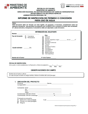 Informe de inspecci n para concesiones o permisos de agua