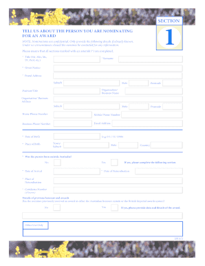 Order of Australia Nomination Form