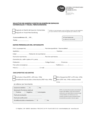 SOLICITUD DE INGRESO MSTER EN DISEO DE ESPACIOS COMERCIALES Y VISUAL MERCHANDISING Posgrado en Diseo