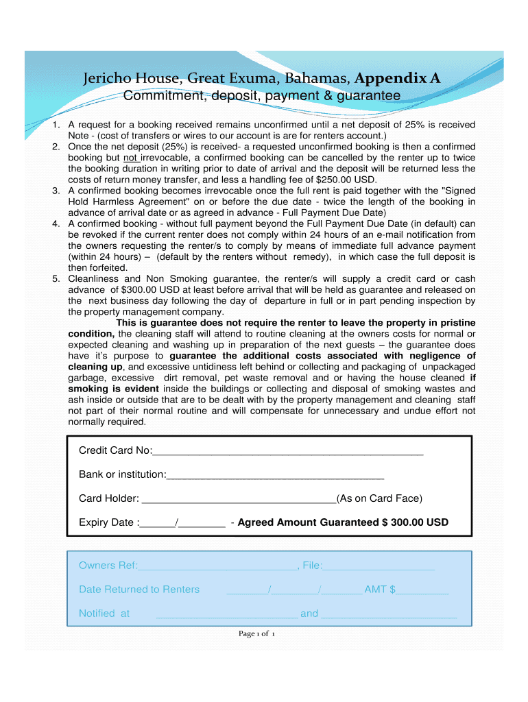 Fillable Online Jericho House, Great Exuma, Bahamas, Appendix A