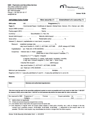 BINFORMATION FORMb New bsecurityb Amendment of a bsecurityb - nbb