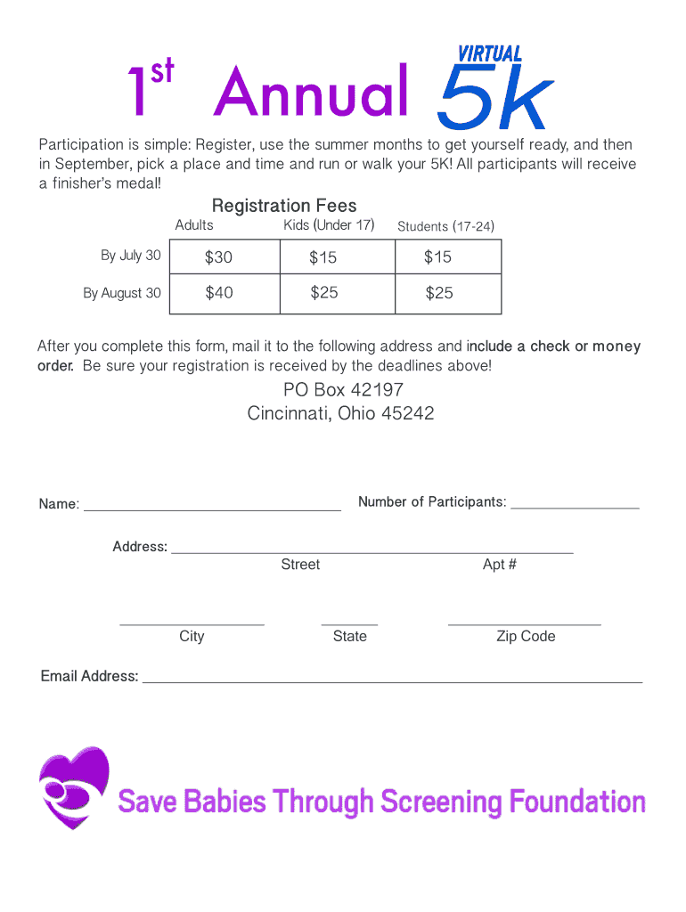 Fillable Online savebabies Virtual 5k Registration Form copy ...