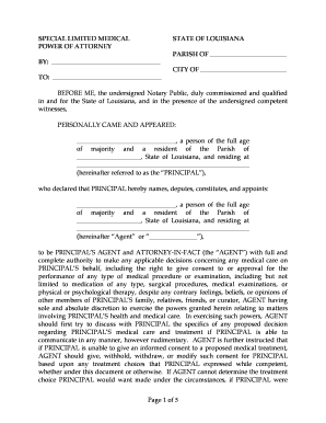 Short to power definition - SPECIAL LIMITED MEDICAL STATE OF LOUISIANA POWER OF