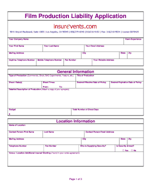 Film Production Package Application - bInsureventsbbcomb