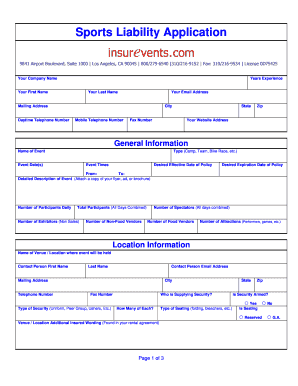 Sports Liability Application - bInsureventsbbcomb