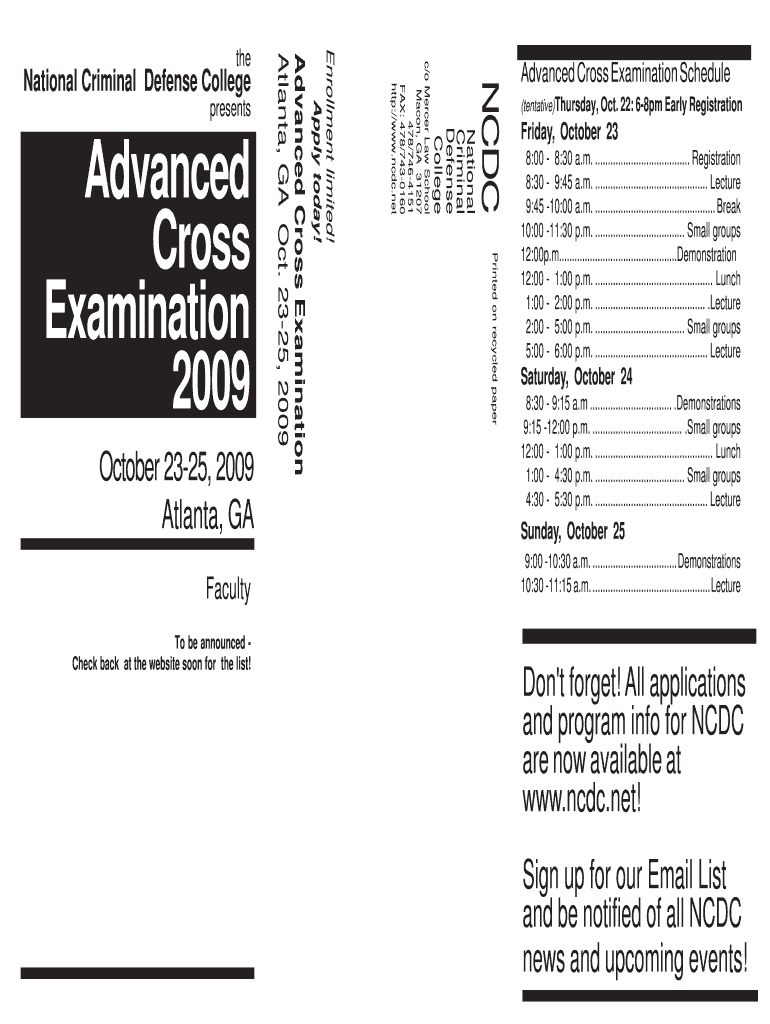 Fillable Online ncdc Advanced Cross Examination Schedule the Advanced Cross ncdc Fax Email Fillable Online ncdc Advanced Cross Examination Schedule the Advanced Cross ncdc Fax Email