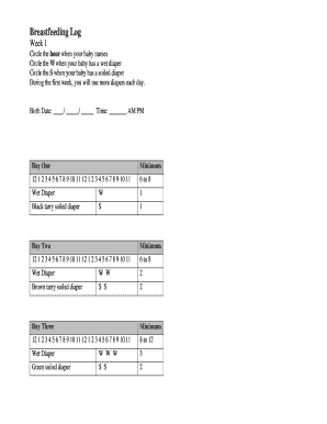 Fillable Online Breastfeeding Log Week 1 - bBirthwithMidwifeb Fax Email ...