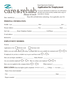 Application for Employment