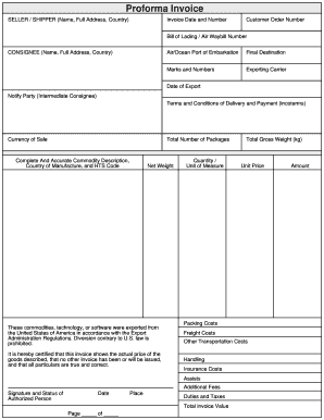 Proforma invoice format - Proforma Invoice - Air Land amp Sea Express