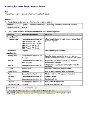 Fillable Online Creating Purchase Requisition for Assets Fax Email ...