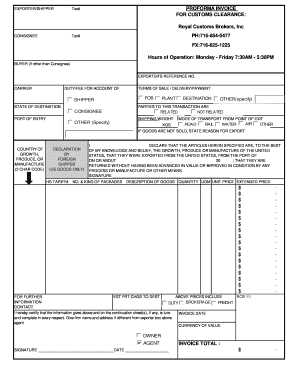 EXPORTERSHIPPER Tax PROFORMA INVOICE FOR CUSTOMS