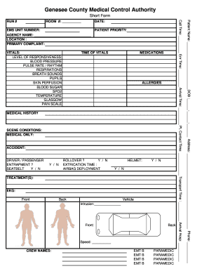 Printable blood pressure and pulse log pdf - Short Run Form - 2011xls - gcmca