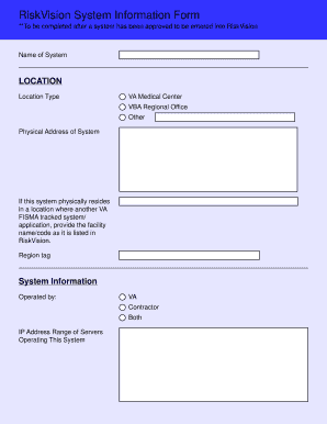 Fillable ticket template - RiskVision System Information Form Template - va