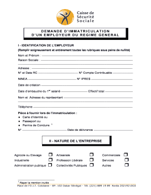 DEMANDE DIMMATRICULATION DUN EMPLOYEUR DU REGIME GENERAL - secusociale