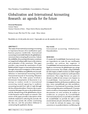 Globalization and International Accounting Research International accounting Globalization Postcolonialism - rbgn fecap