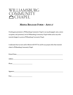 Media Release Form - Adult