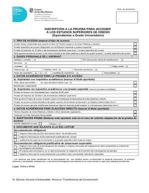 Spain Higher Design Studies Access Exam Registration Form