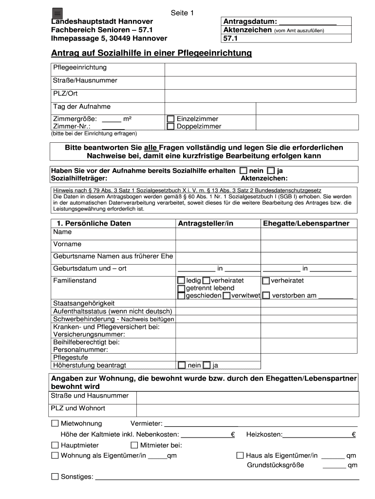 Sozialamt Antrag Auf Kostenübernahme Pflegeheim Formular Ausfüllbar Online Antrag auf Sozialhilfe in einer Pflegeeinrichtung Fax