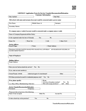 GRENLEC Service Transfer/Reconnection/Relocation Application