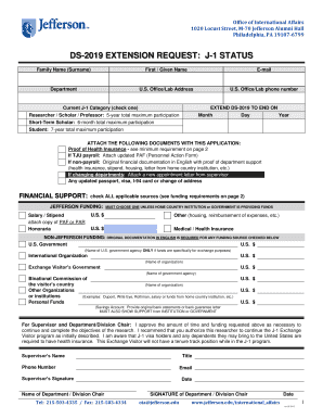 DS-2019 Extension Request bFormb