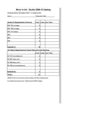 Degree Checklists 2009-10-1 - Department of Art and Art History - art olemiss