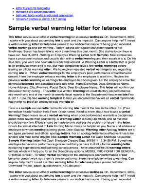 Sample verbal warning letter for lateness