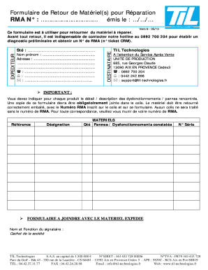 Formulaire de Retour de Mat riel(s) pour ... - TIL Technologies - til-technologies