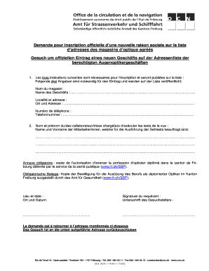 Inscription sur la liste dadressesformulaire type FA2