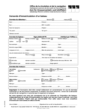 Demande d&#39;immatriculation - Office de la circulation et de la navigation