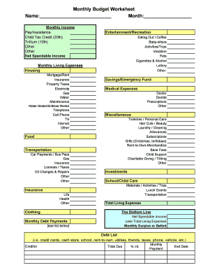 Fillable budget worksheet - Monthly Budget Worksheet Name Month - WMB Church - wmbchurch