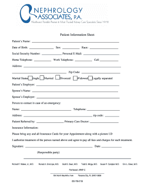 editable patient information sheet template microsoft word fill