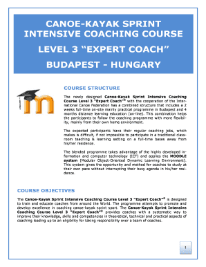 Canoe-kayak bsprintb intensive coaching course level 3 expert coach