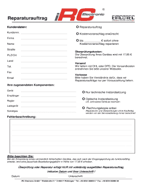 Reparaturauftrag - RC Electronic Webshop