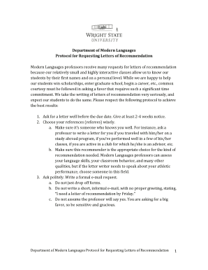 Protocol for Requesting Letters of Recommendation