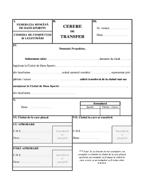 I II III DE DANS SPORTIV CERERE DE I LEGITIMRI TRANSFER - old dancesport