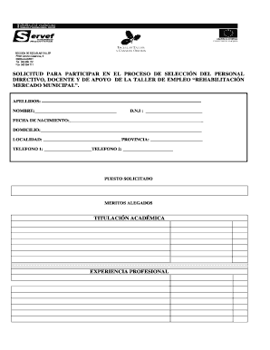 Spain Employment Application Form