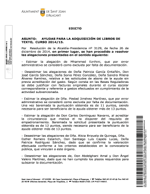 EDICTO ASUNTO AYUDAS PARA LA ADQUISICIN DE LIBROS DE