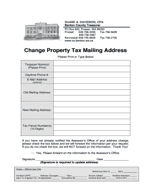 DAVIDSON, CPA Benton County Treasurer PO Box 630, Prosser, WA 99350 Prosser 5097862255 Fax 7865628 5097363087 Kennewick 5097358505 Fax 7362705 www