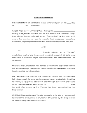 Vendor agreement - Punjab Agro Juices Limited - punjuice