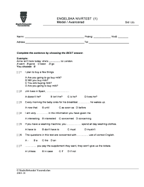 Issue log example - Eng1Nivatest80MedelAvanceraddoc - sv