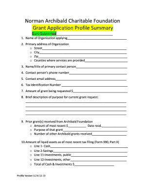 Norman Archibald Charitable Foundation Grant Application
