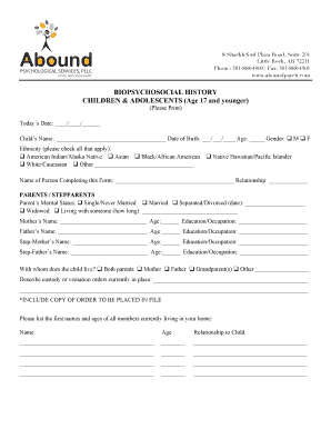 Child Biopsychosocial 17 and Yonger - 2016revisiondocx