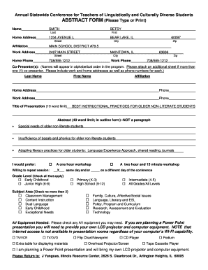 Abstract for project - Abstract bFormb Sample - isbe state il