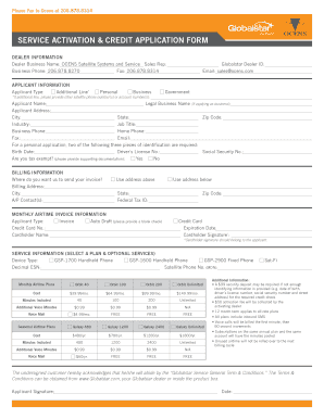 SERVICE ACTIVATION amp CREDIT APPLICATION FORM