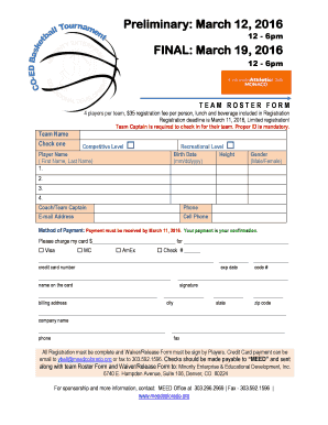 Basketball lineup sheet - To for Print Team Roster Form - Minority Enterprise & Educational ... - meedcolorado