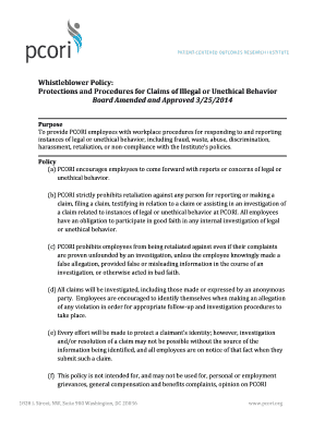 Fillable Online Whistleblower Policy: Fax Email Print - pdfFiller